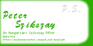 peter szikszay business card