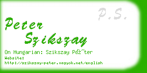 peter szikszay business card